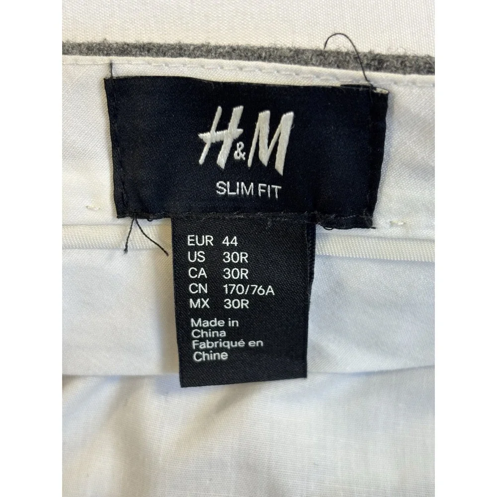 H&M Men's 30R Slim Fit Gray Tweed Wool Blend Dress Pants Preppy Academia Career‎